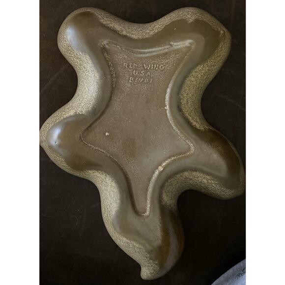 Vintage MCM Red Wing Atomic Lime Green Brown Pottery Console Bowl - Picture 3 of 7